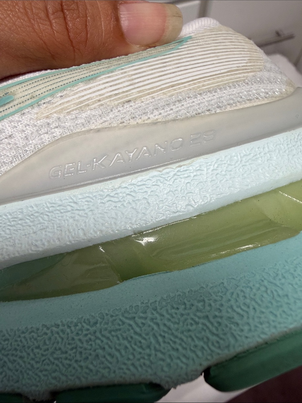 Asics White and Mint Green Women's Athletic Running Shoes - Picture 16 of 16